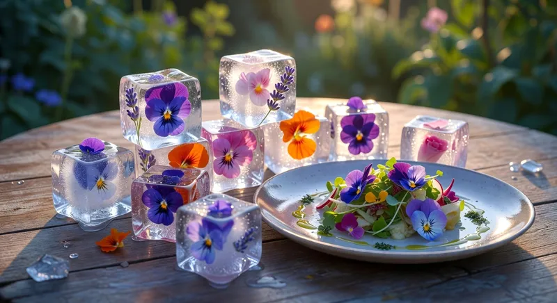 食用花卉冰磚與料理：花園直接上桌的優雅創意