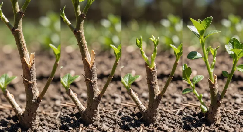 植物恢復過程展示：從傷害到新芽萌發階段變化