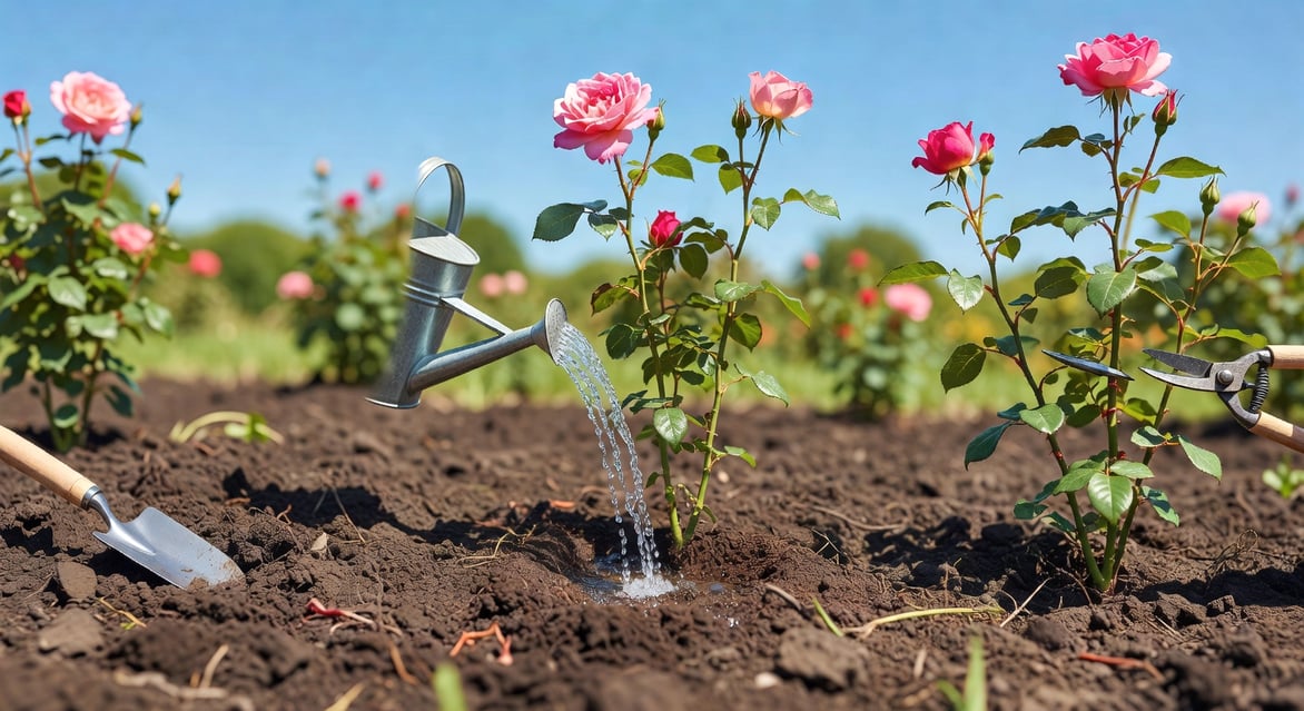 月季種植示意圖:土壤準備、澆水方式和修剪位置步驟