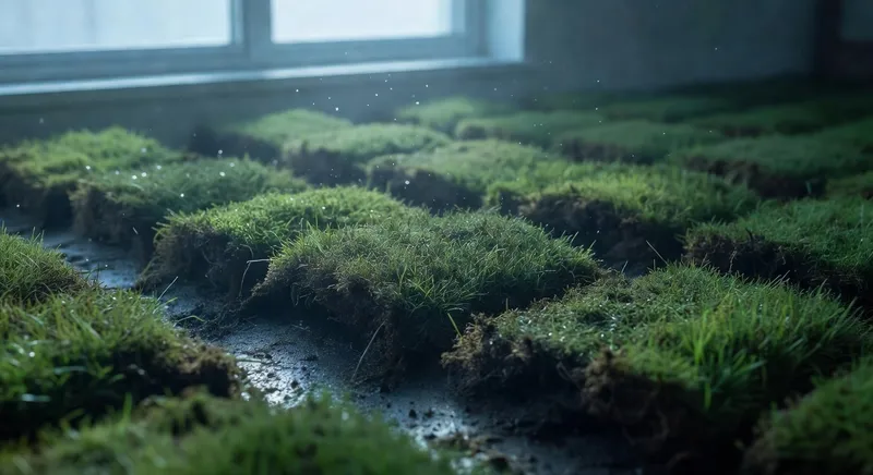 草坪卷鋪設完成後進行澆水和修護作業細節