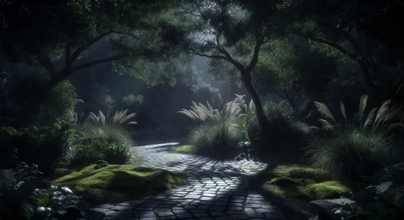 花園設計融入月光元素,展現光影交織的藝術詩意景觀