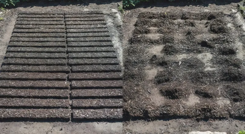 正確與錯誤覆蓋物鋪設方式的對比示意圖