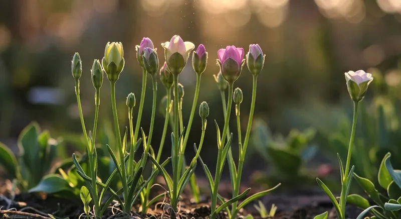 花芽分化時間表圖，區分春花和夏花品種的發育時機差異（16字）