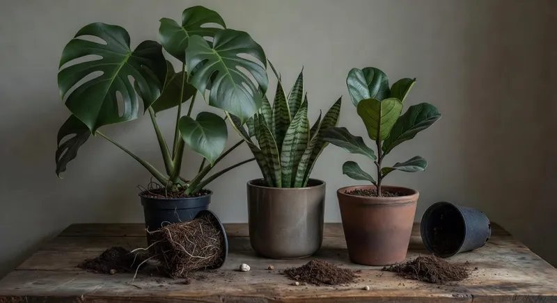 換盆過程中觀葉植物與盆器的完美對話