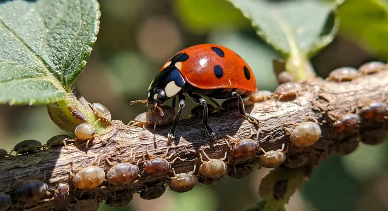 瓢蟲捕食介殼蟲過程的動態圖片