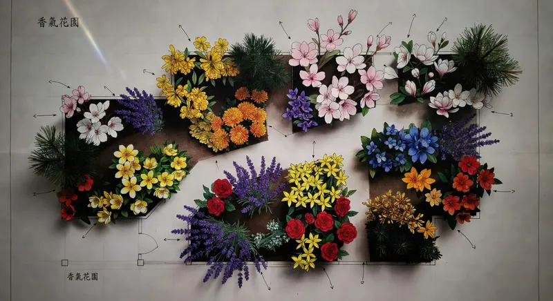 香氣花園平面圖詳示不同季節香花分佈情況