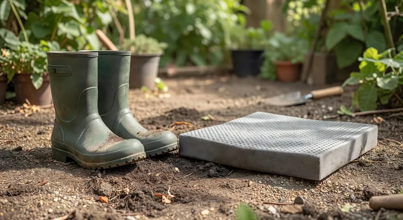 圖示園藝靴與膝墊的保護效果和應用場景