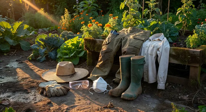 完整園藝防護裝備組合在使用環境中的示意圖