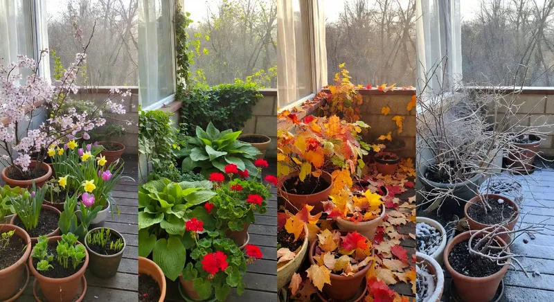 露台花園春夏秋冬四季變化的照片展示